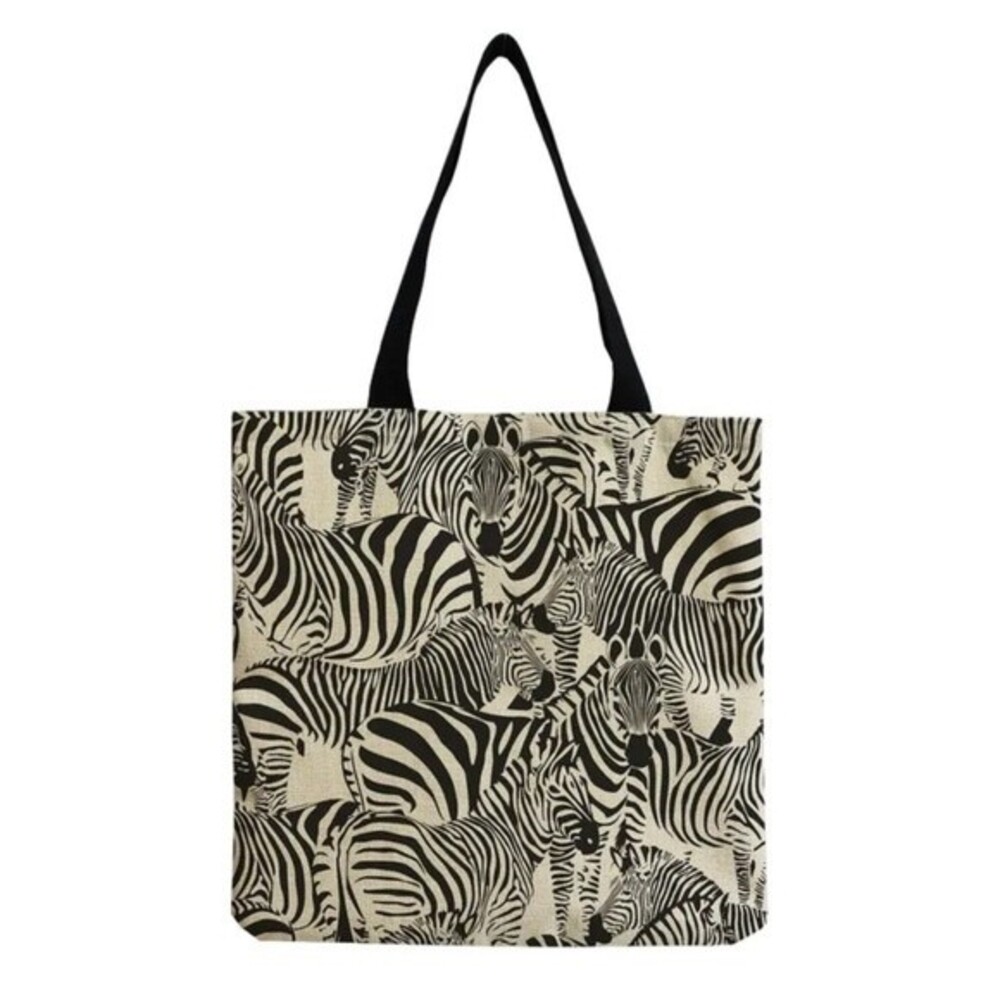 Large Zebra Tote Bag Beige Black Lightweight Commuter Minimalist Chic New